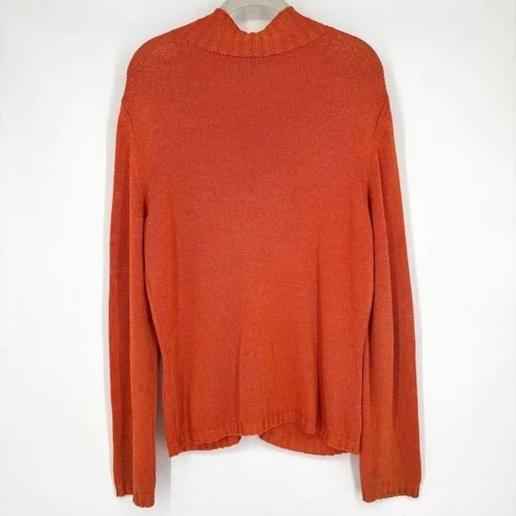 Max Mara Weekend 100% Cotton Orange Zip Cardigan Sz XL Made in Italy - Picture 10 of 12